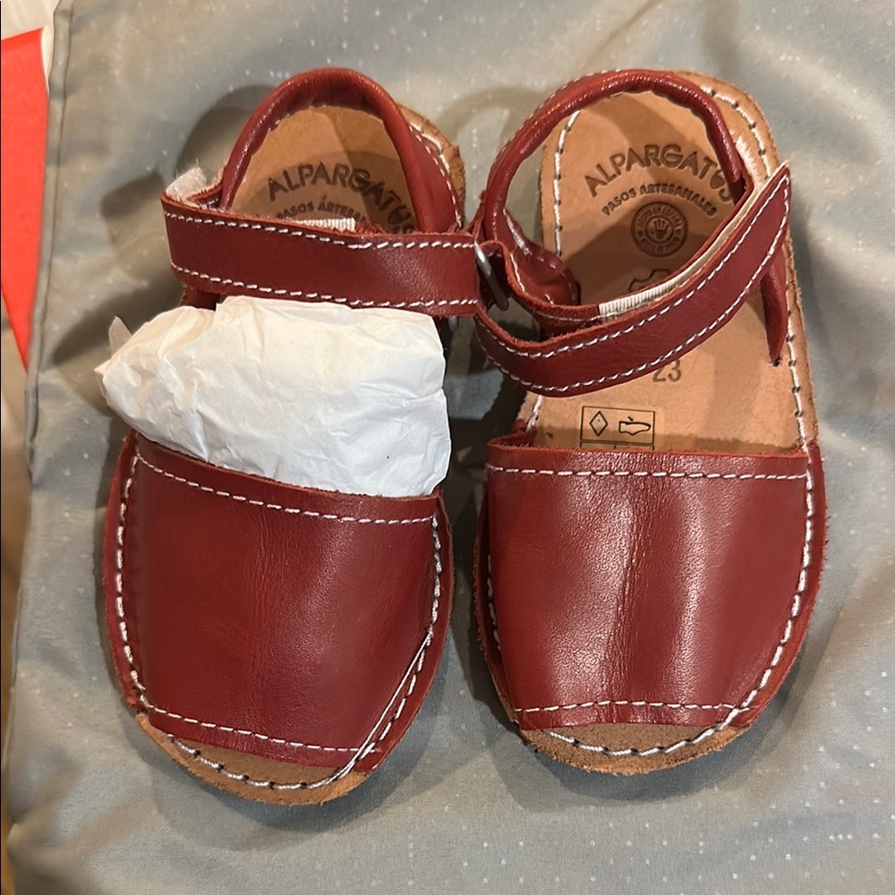 Authentic leather sandals from Spain- Kids Red Leather Sandals Never worn,no box